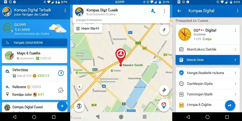 Antarmuka GG999 yang sederhana dan informatif untuk navigasi.