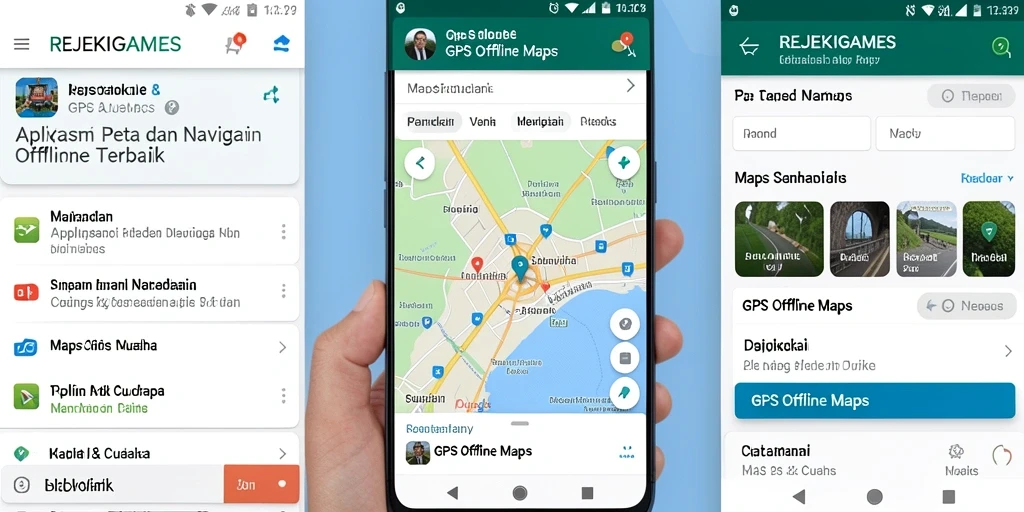 Antarmuka intuitif REJEKIGAMES menampilkan peta offline dengan informasi navigasi yang jelas.