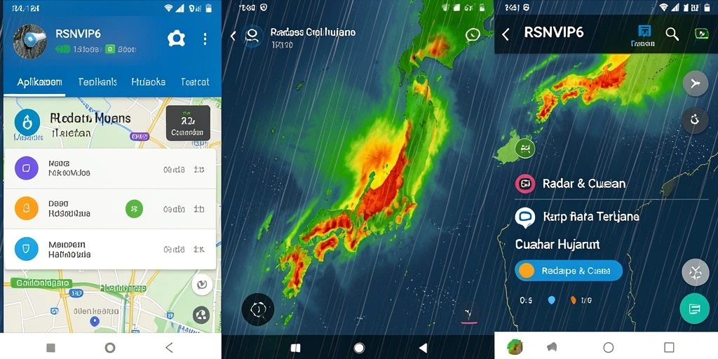 Antarmuka RSNVIP6 menampilkan peta radar hujan yang jelas dan informatif.