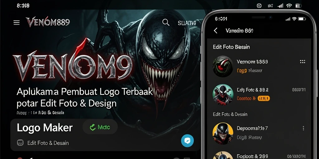 Tampilan antarmuka VENOM889 yang intuitif untuk membuat logo.
