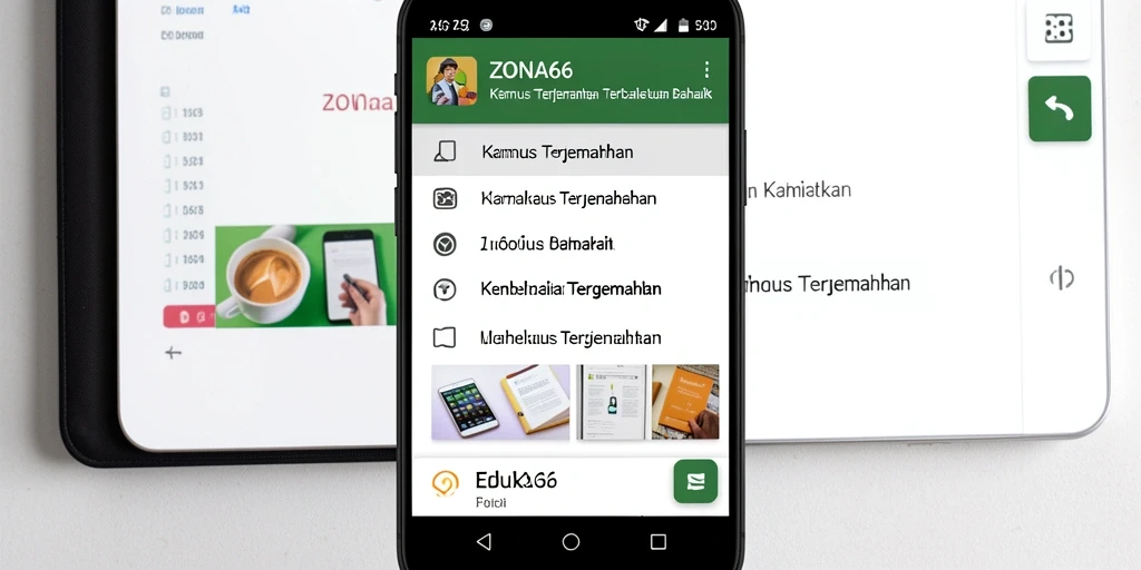 Antarmuka aplikasi ZONA66 yang user-friendly dan fitur terjemahan yang efisien.