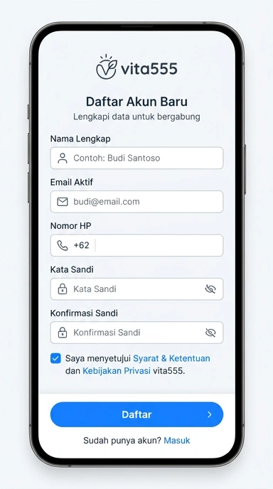 Cara Mudah Daftar Akun vita555 untuk Android